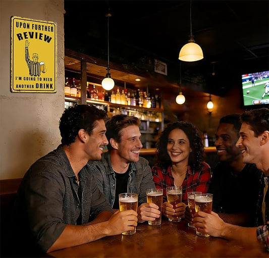 Football Gifts Man Cave Decor Metal Bar Sign Accessories & Garage Patio Football Decor Vintage Bar Sign For Bar Basement 8X12 Inch - Upon Further Review I'm Going To Need Another Drink