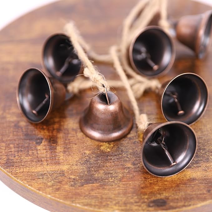 2 Pieces Witch Bells for Door Knob for Protection Hanger Wind Chimes with 8 Vintage Bells Witchcraft Decorative Hanging Bell for Boho Home Room Decor (Red)