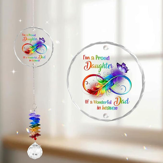Glass Ornament Suncatcher - Sympathy Gift for Loss of Loved One - Memorial Ornaments - Heaven Keepsake - Grieving Gifts for Mom, Sisters, Friends - Mother's Day Father's Day Comfort Gift