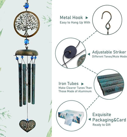ASTARIN Wind Chimes Outside Unique Tree of Life Wind Chime All Metal Wind Chimes for Love One Gifts for Mom, Grandma, Daughter, Decoration for Home, Garden, Patio, Backyard(29”)