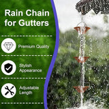 8.5FT Rain Chain for Gutters, Rain Chains for Outside with 12 Lotus Cups, Rustproof Rain Catcher Chain, Replacement for Downspout (Lotus)
