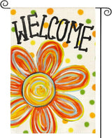 AVOIN colorlife Summer Floral Garden Flag 12x18 Inch Double Sided Outside, Welcome Seasonal Polka Dots Yard Outdoor Flag