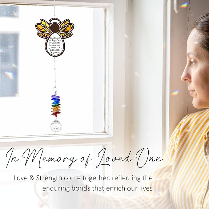 2 Layered Ornament Suncatcher - Guardian Angel Ornament - Unique Keepsake - Sympathy Presents - Rainbow Remembrance - Mother's Day Father's Day Birthday Gifts for Women, Men