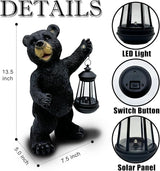 Solar Lantern Garden Statues Decor, 14" Large Outdoor Bear Figurine Lights for Yard Patio Decoration - Unique Christmas Housewarming Gift for Grandma Wowen Mom