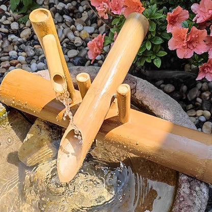 DIY Solar Water Pump Kit, Outdoor Solar Fountain, 6W Solar Panel Fountains, Split-Resistant All Natural Bamboo Fountain, for Desk Patio Yard,31"