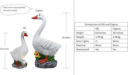 Joyful Porch Goose Statue Cygnus, Big Resin Garden Lawn Yard Décor, Sculpture, 20 inches High Figurine, Duck, Indoor and Outdoor, by GGTown TM