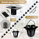 Tfro & Cile Gutter Rain Chain with Adapter Black Downspout Catcher Petunia Outside Water Diverter Decorative Garden Rain Cups Chime Home Decor - 8 1/2 Feet Long
