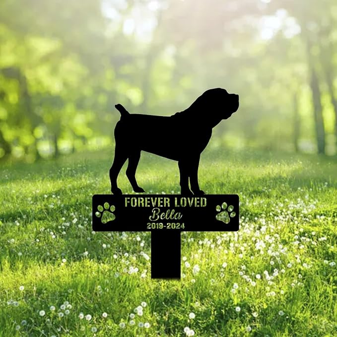 Custom Boerboel Dog Metal Memorial Garden Stake Personalized Pet Grave Marker Name Sign Remembrance Stake Decor Sympathy Dog Loss,Outdoor Statues for Yard Garden Lawn Patio Pathway Grave.