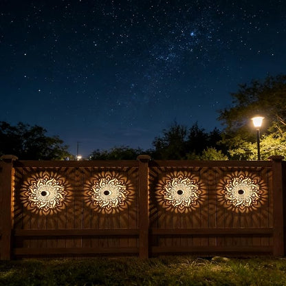 Decorative Solar Mandala Lights,Waterproof Metal Solar Powered Outdoor Lights,Mandala Fence Wall Lights for Deck,Step,Patio,Garden,Backyard & Yard Decor (4PCS)