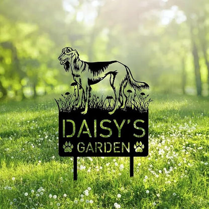 Custom Scottish Deerhound Dog Metal Memorial Garden Stake Personalized Pet Grave Marker Name Sign Remembrance Stake Decor Sympathy Dog Loss,Outdoor Statues for Yard Garden Lawn Patio Pathway Grave.