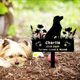 Custom Labrador Dog Memorial Grave Marker,Personalized Dog Memorial Garden Stake,Flora Dog Plaque Burial Stake Engraved Sign,Sympathy Grave Stake for Loss of Dog,Pet Memorial Statue Headstone Labrador