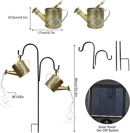 DDQ Solar Watering Can Lights, Warm White/Color LED with Shepherd Hook, IP65 Waterproof Metal Garden Decor, Auto On/Off for Patio Backyard for Mom Family Holidays Gift