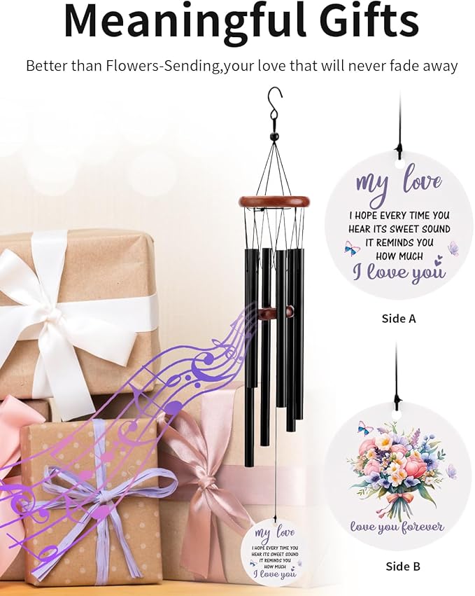 BeauGift Couples Gifts, to My Love Wind Chime Gifts for Girlfriend Wife, Long Distance Relationship Gifts for Birthday Wedding Anniversary, Home Decor Keepsake for Her