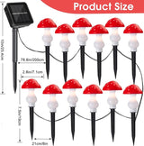 Reginary 12 Pcs Outdoor Lamp Solar Mushroom Light up Garden Mushroom Lights 8 Modes Waterproof Lamp Outside Decor for Holiday Yard Patio Pathway Lawn Ornament(Red,Classic)