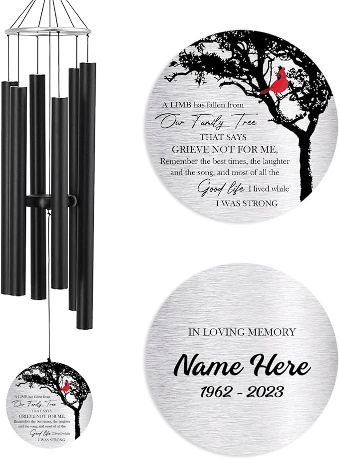 ASTARIN Personalized 30" Memorial Wind Chimes for Outside, Bereavement Gift in Remembrance of a Loved One, Sympathy Gift for Loss of Mother Father Husband, Garden Patio Decor