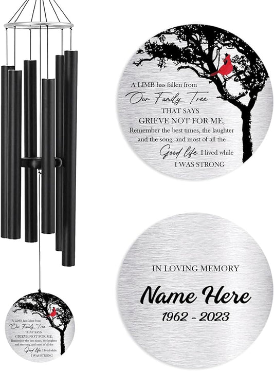 ASTARIN Personalized 30" Memorial Wind Chimes for Outside, Bereavement Gift in Remembrance of a Loved One, Sympathy Gift for Loss of Mother Father Husband, Garden Patio Decor