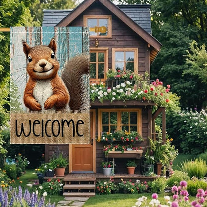 Spring Summer Garden Flag Welcome Garden Flags 28x40 inch Double Sided Small Burlap Squirrel Decor Yard Lawn Outdoor Home Decoratio