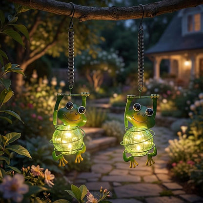 Calenzana Green Frog Outdoor Solar Garden Light, Waterpoof Hanging Solar Light for Yard Patio Backyard Porch, Gifts for Women Mom Grandma