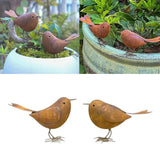 2Pcs Iron Bird Figurine Desktop Ornament Decoration Decorative Statue Garden Ornament Decoration Outdoor Rusted Metal Bird Statue