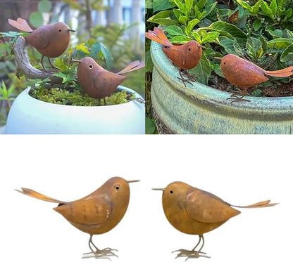 2pcs Garden Statues Yard Ornament Iron Bird Ornament Animal Statue Sculpture Tree Decoration Outdoor Decoration Garden Outdoor Rusted Metal Bird Statue