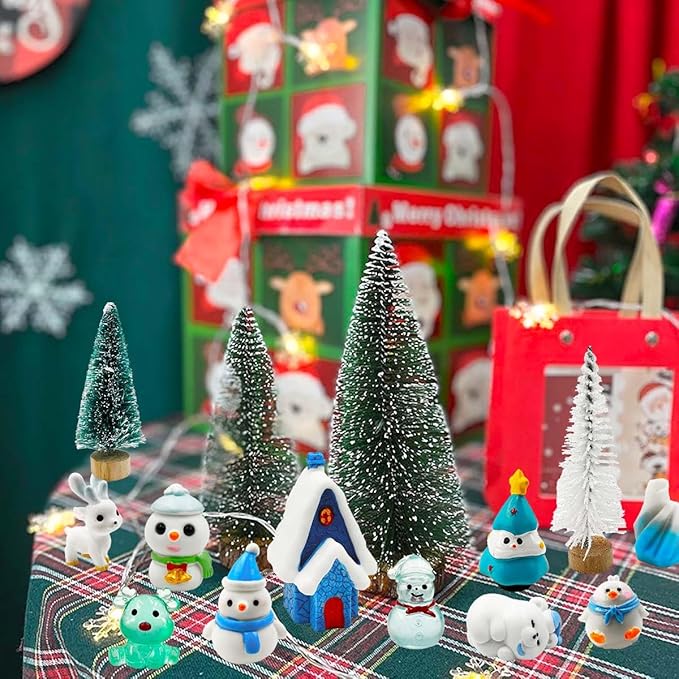 Suartus Christmas Miniature Figurines - 46 Winter Mini Resin Animal Figurines Tiny Christmas Figures Model Statue Ornaments for Xmas Fairy Garden Moss Landscape Potted Plant Snow Globes Home Decor