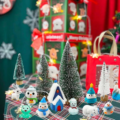 Suartus Christmas Miniature Figurines - 46 Winter Mini Resin Animal Figurines Tiny Christmas Figures Model Statue Ornaments for Xmas Fairy Garden Moss Landscape Potted Plant Snow Globes Home Decor