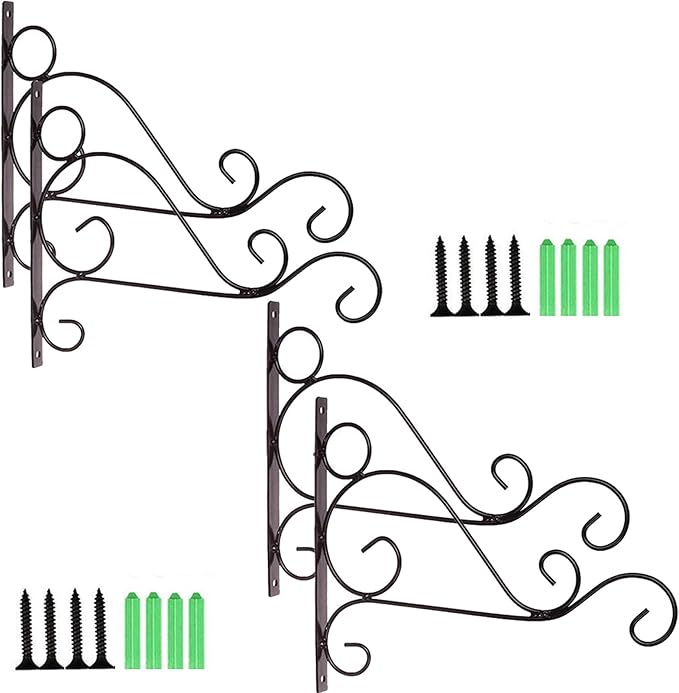 TIHOOD 4PCS Metal Plant Bracket Iron Wall Mount Lanterns Hangers for Hanging Bird Feeders, Lanterns, Wind Chimes, Planters, Outdoor Decoration Hooks | Lanterns Hangers, Lanterns, Wind Chimes, Planters
