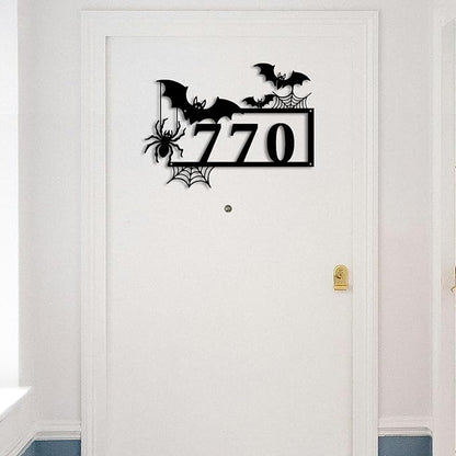 Personalized Gothic House Number metal Signs,Custom Address Number Metal Wall Art Decor,Black Plaques Outdoor wall Decorative Signage,Shed(8-30 Inches) (Spider C)