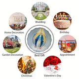 Virgin Mary Wind Spinner, Metal Wind Spinners Outdoor Indoor, Religious Virgin Mary Hanging Garden Decor for Outside, Stainless Wind Spinners for Yard and Garden 10 inch 3D (25.76X25 CM)