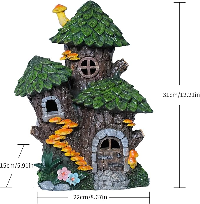 Zayton Garden Treehouse Outdoor Statues Yard Resin Decoration Gift Handmade Housewarming Gift for Patio Yard Lawn Waterproof Cracking