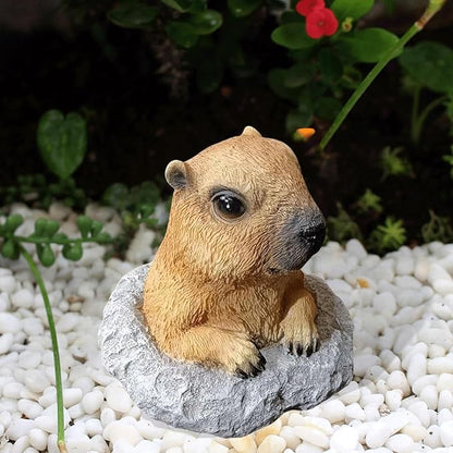 Garden Statues Bothyi Garden Groundhog Statue Lawn Ornament Collectibles Cute Yard Art Sculpture Resin Animal Figurine for Flowerpot Outside Garden Yard Ornaments Decor