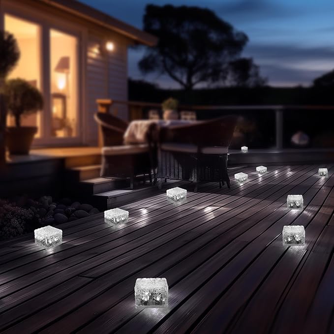 MLKNK Solar Brick Lights-Outdoor Solar Lights for Yard-Solar Brick Landscape Path Light 3 Pack LED Light Brick Garden Decor for Pathway Patio Walkway Backyard Decoration