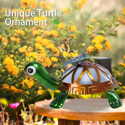MUMTOP Solar Outdoor Lights Garden Decor, Color Changing Turtle Waterproof Solar Powered LED Light Metal Turtles Butterfly Yard Art Ornament for Patio Outside Lawn Backyard Balcony Decorations