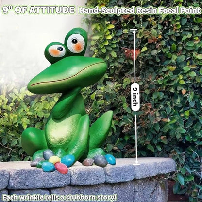 Large Outdoor Sitting Frog Statue - 9" Cute Garden Decor for Yard, Resin Animal Sculpture for Patio & Backyard, Whimsical Fall Frog Garden Decor Gift