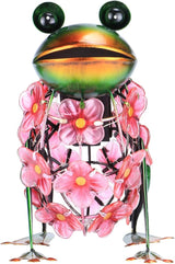 VCUTEKA Frog Solar Lights Outdoor, Solar Lantern Waterproof LED Hydrangea Flower Lights Frog Tabletop Decorations for Patio Garden Yard Outside Decor, Pink