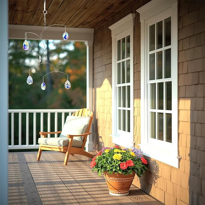 DIY Crystal Sun Catcher Wind Chime, Hanging Prisms Rainbow Maker Suncatcher for Home and Garden Decoration (FL-50AB-6WG)