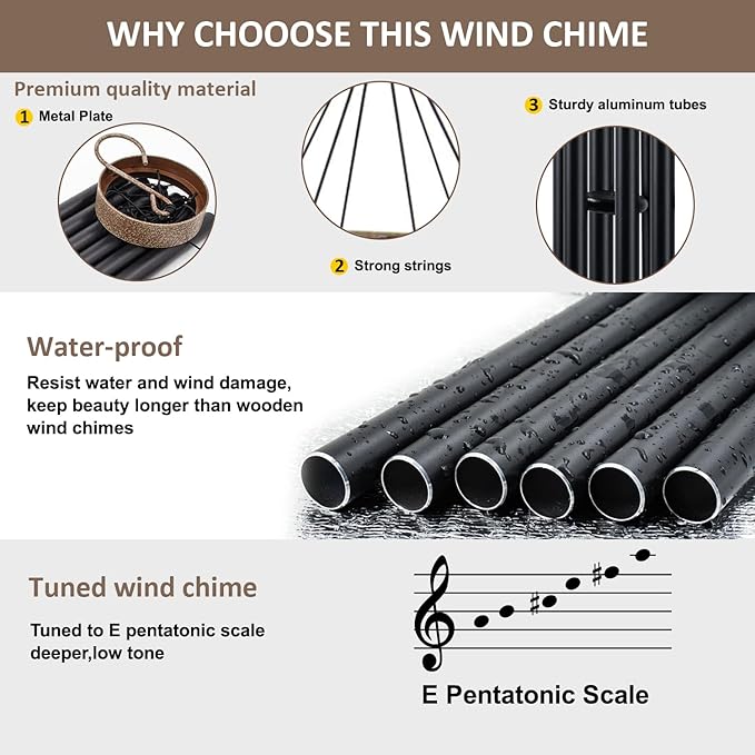 ASTARIN 36 Inch Wind Chimes for Outside, Tuned Metal Wind Chime for Outdoor Garden Patio, WindChimes Tuned Soothing Melodic Tones Windchimes Mom Dad Gift, All Metal Leaf Design Windchime