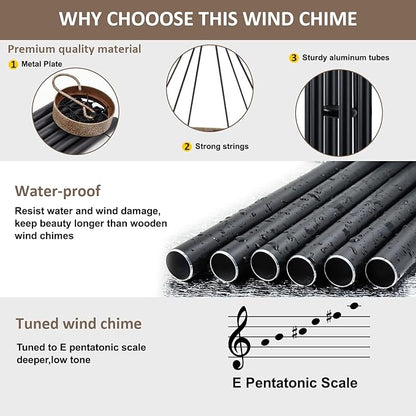 ASTARIN 36 Inch Wind Chimes for Outside, Tuned Metal Wind Chime for Outdoor Garden Patio, WindChimes Tuned Soothing Melodic Tones Windchimes Mom Dad Gift, All Metal Leaf Design Windchime