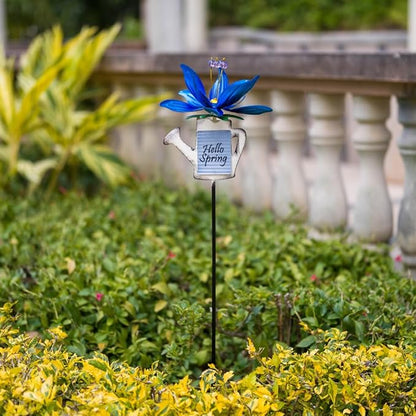 Wind Spinners Outdoor, 360 Degree Lotus Wind Sculptures Windmill, Metal Decorative Garden Stakes for Spring Garden Yard Decor, 36.2" H x 9.4" W