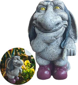 Gray Resin Thinking Gnome Troll Sculpture, Garden Statue Decor for Outdoor Patio Halloween, Christmas Decorations, Parties and Events