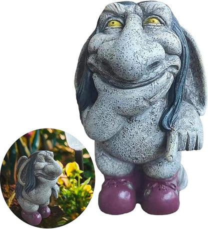 Gray Resin Thinking Gnome Troll Sculpture, Garden Statue Decor for Outdoor Patio Halloween, Christmas Decorations, Parties and Events