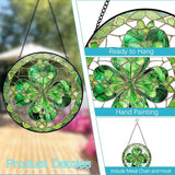 Four-Leaf Clover Suncatcher Stained Glass Window Hanging - 8 Inch Green Clover Sun Catchers Shamrock Suncatchers for Windows Hanging - St Patricks Day Decorations Glass Panel Irish Gift for Women Men