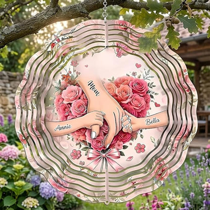 Personalized Mother's Day Wind Spinner for Mom Grandma, Mama Grandma Gifts Mothers Day Christmas, Floral Garden Decor Gift, Outdoor Yard Hanging Ornament 1