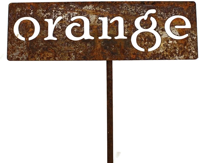 Classic Metal Garden Markers 19 Inches Tall (orange, Naturally Rusted)