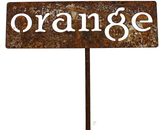 Classic Metal Garden Markers 19 Inches Tall (orange, Naturally Rusted)
