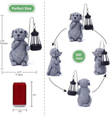 Qeeman Solar Dog Garden Statue: Weatherproof Resin Figurine with Warm Glow Lantern - Outdoor Decor for Yard Pathway Patio Porch Balcony - Gifts for Mom Grandma Dog Lovers