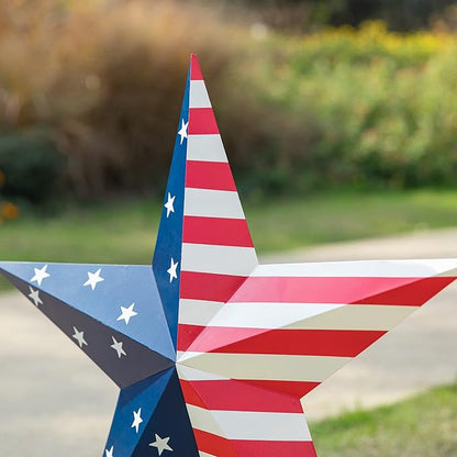 Glitzhome 30.75" H Metal Star Patriotic Garden Yard Stake, 4th of July American Holiday Wall Decor for Home Yard Front Door National Day Decoration