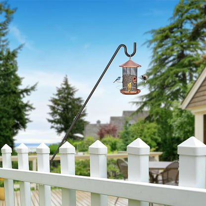 AILIN YELOKIE 32" 360° Swivel Deck Hook - Heavy Duty Solid Steel Plant Hanger, 12-Directional Adjustable Wall Bracket for Bird Feeders/Pole, Outdoor Plants & Wind Chimes, Black (4-Pack)