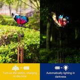 Asense Hanging Wind Chimes for Outside, Solar Powered LED Lights Butterfly Wind Chime, Outdoor Garden Lawn Yard Patio Decoration, Unique Decor Gifts
