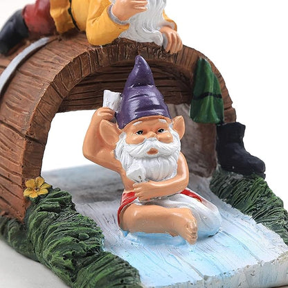 Decorative Downspout Extension, Cute Gnomes Gutter Diverter & Splash Block, Garden Statue Fits 3x4 Gutter Downspout, Prevents Mud & Puddles During the Spring, Garden Decoration for Summer.